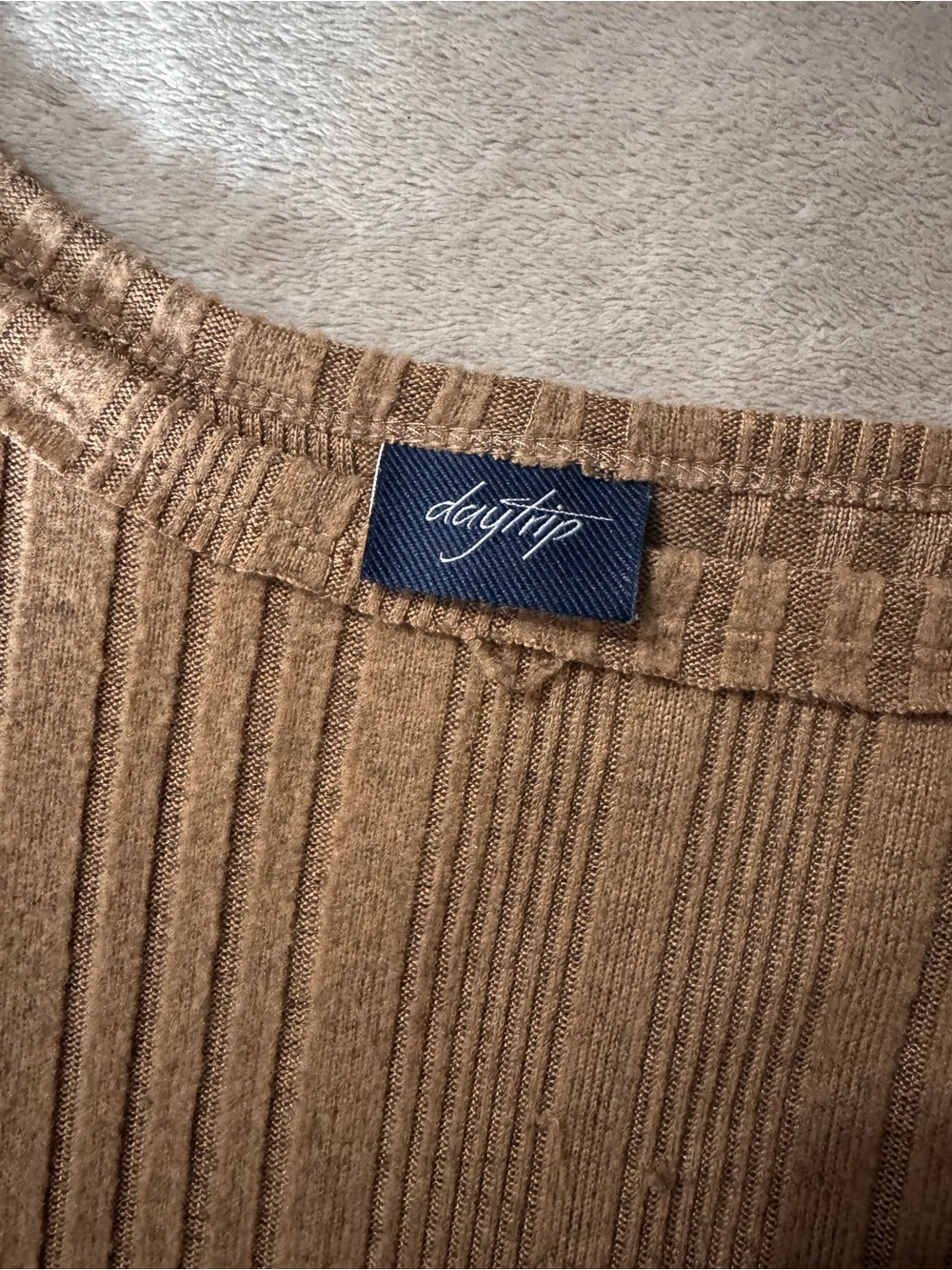Daytrip Men's Ribbed Crewneck Sweater in Tan